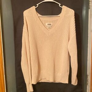 PINK Victoria Secret vneck sweater, cream, XS